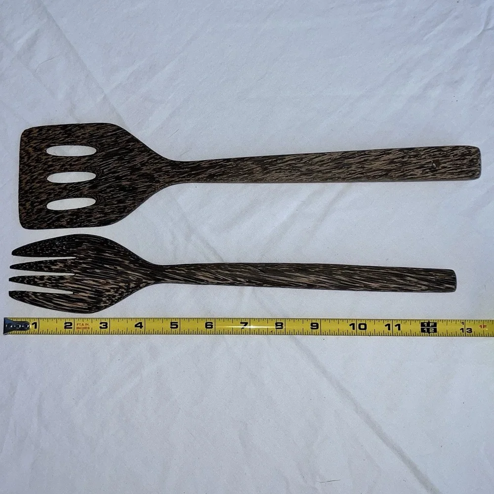 Kithul Palmyrah Wood Flat Spatula & Fork Cooking Serving Utensil Kitchen Eco